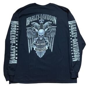 Harley Davidson Skull Lightning Crest Long Sleeve Graphic T-Shirt 2XL